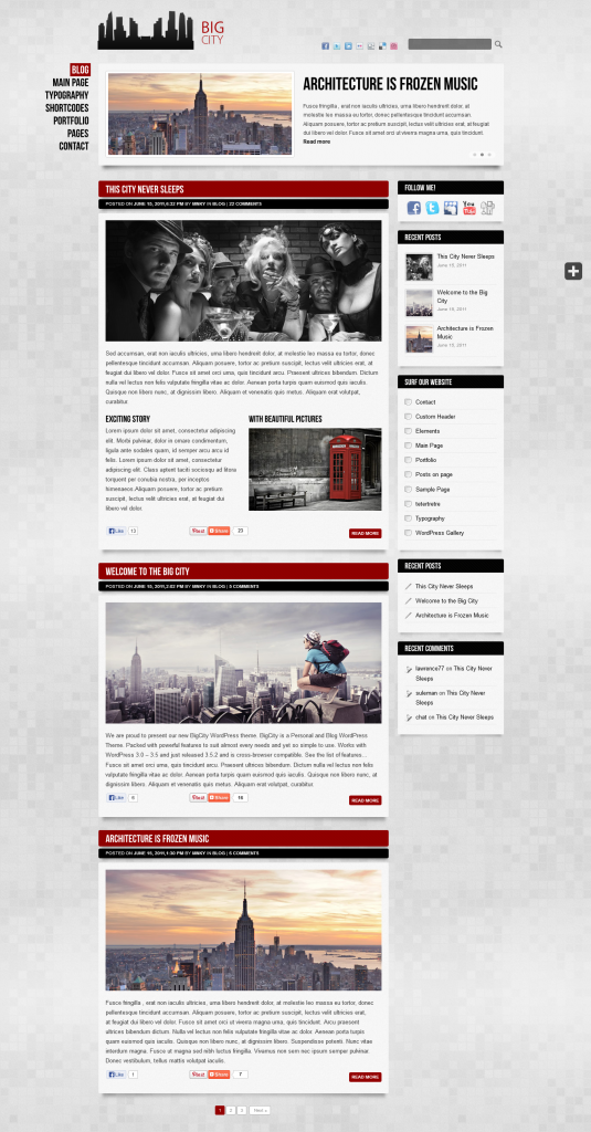 Big City: Personal and Blog WordPress theme