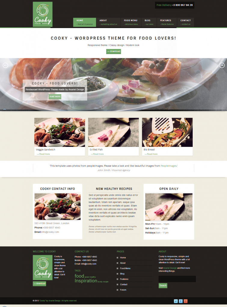 Cooky: Restaurant Responsive WordPress Theme