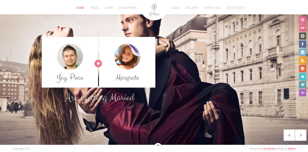 Gittys: Responsive Wedding WordPress Theme