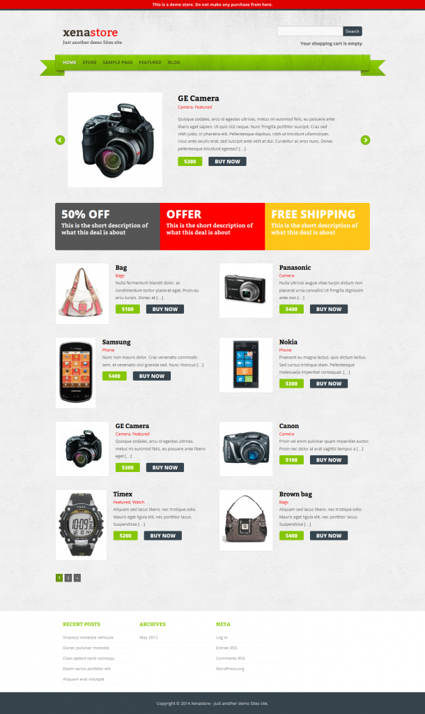 Xenastore: Free eCommerce WordPress Theme